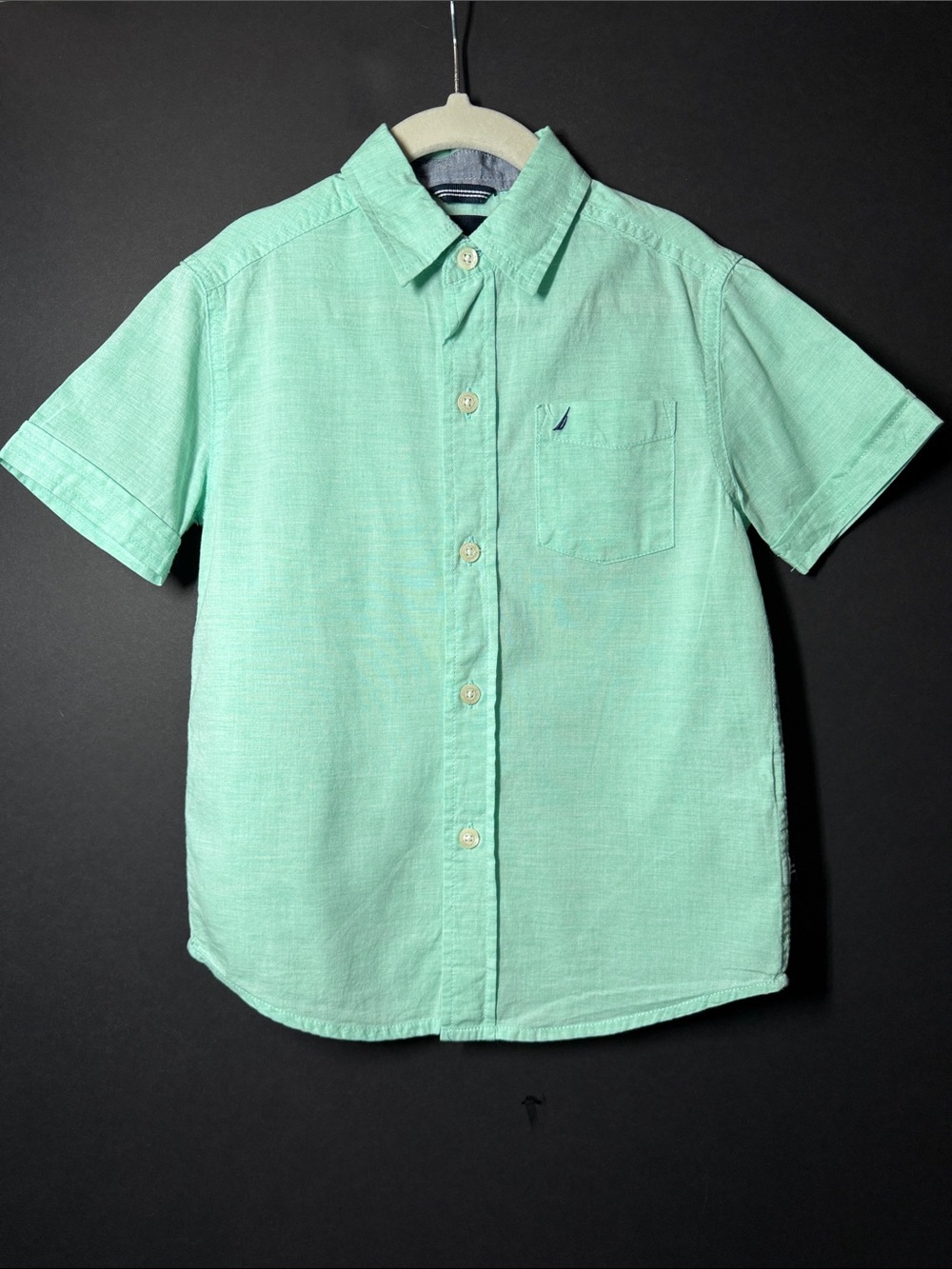 Boys' Short-Sleeve Mint Button-Up Shirt